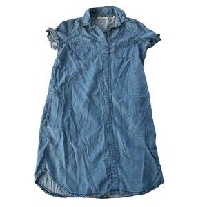 Barbour Youth Girls Size 10 Knee Length Denim Shirt Dress Pockets